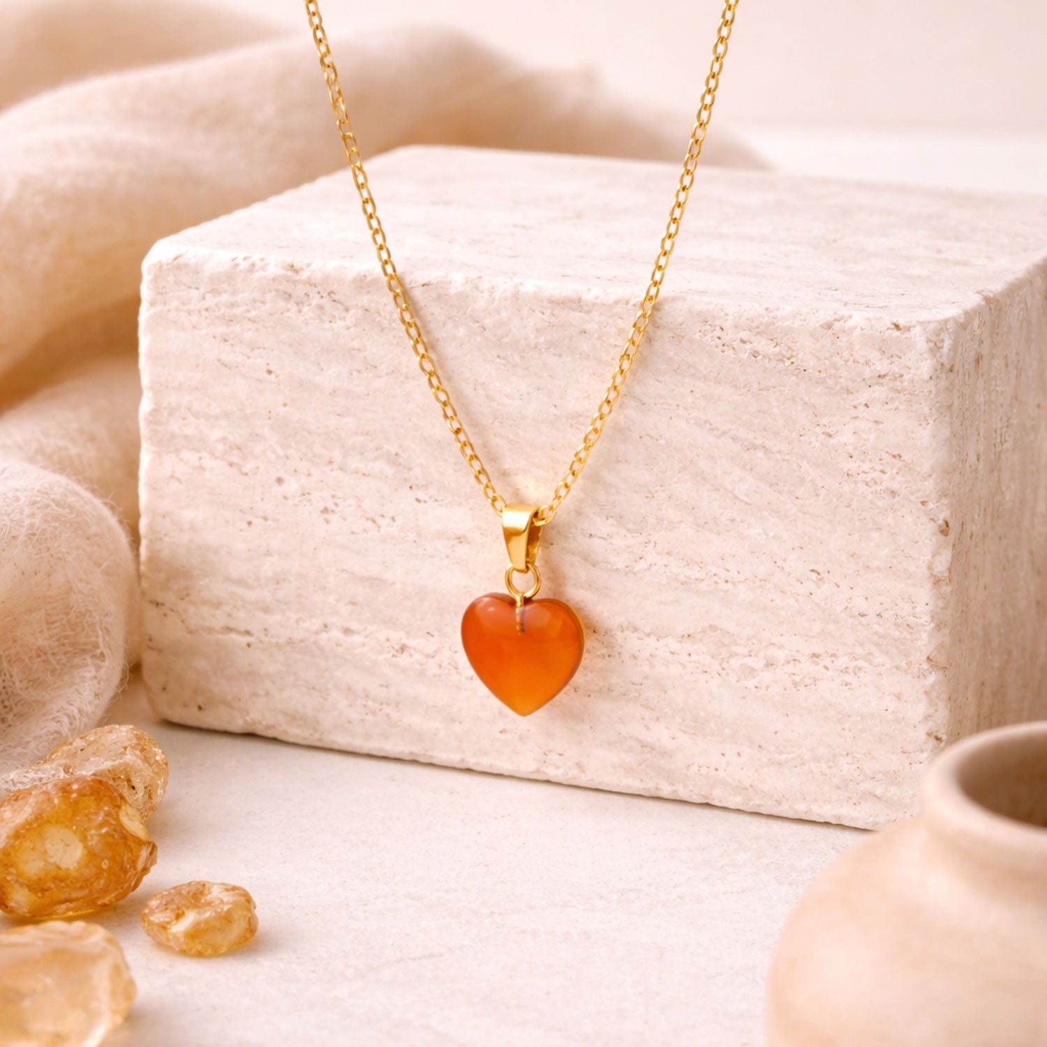 Amber Heart Pendant Necklace in Gold | Ziolla Designs