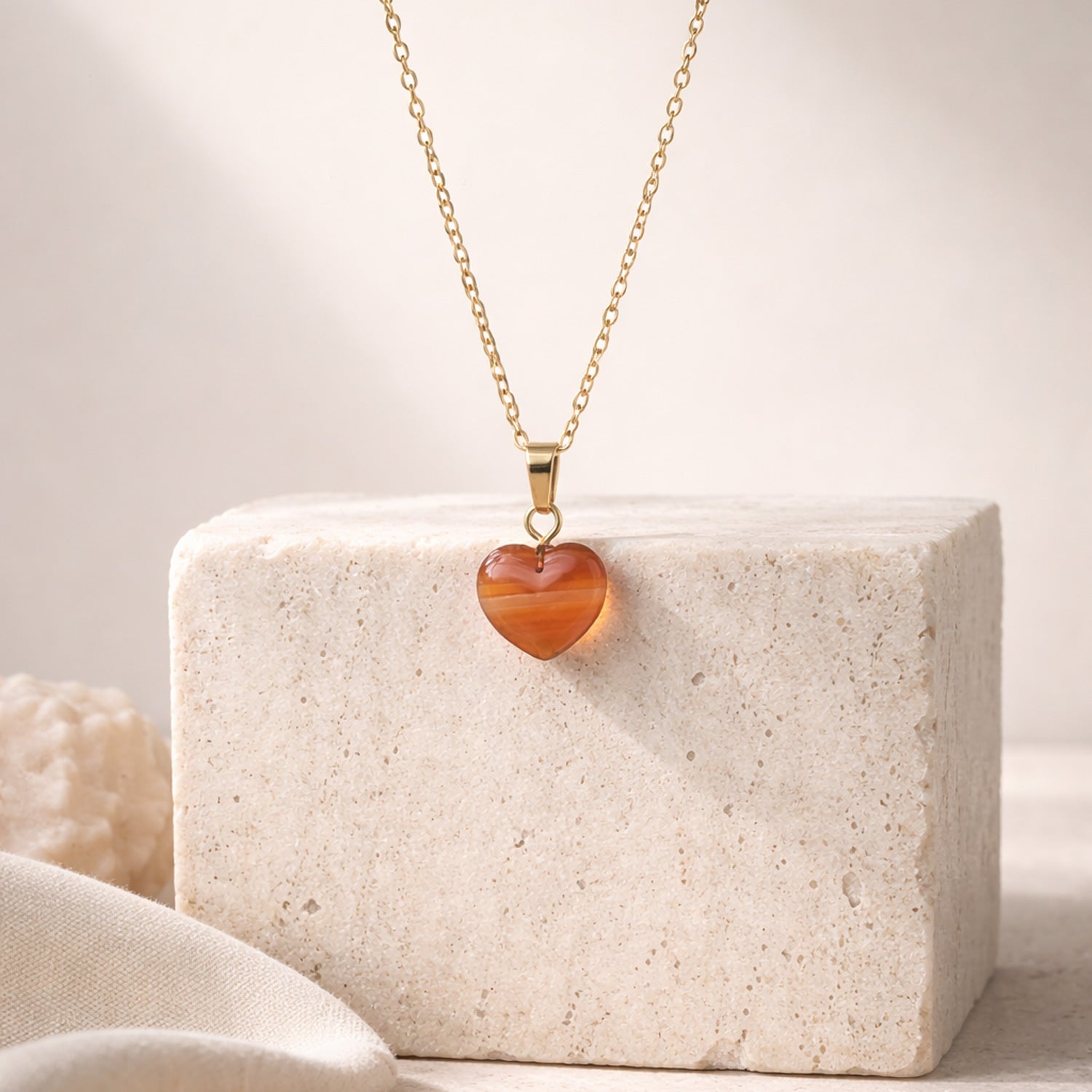 Amber Heart Pendant Necklace