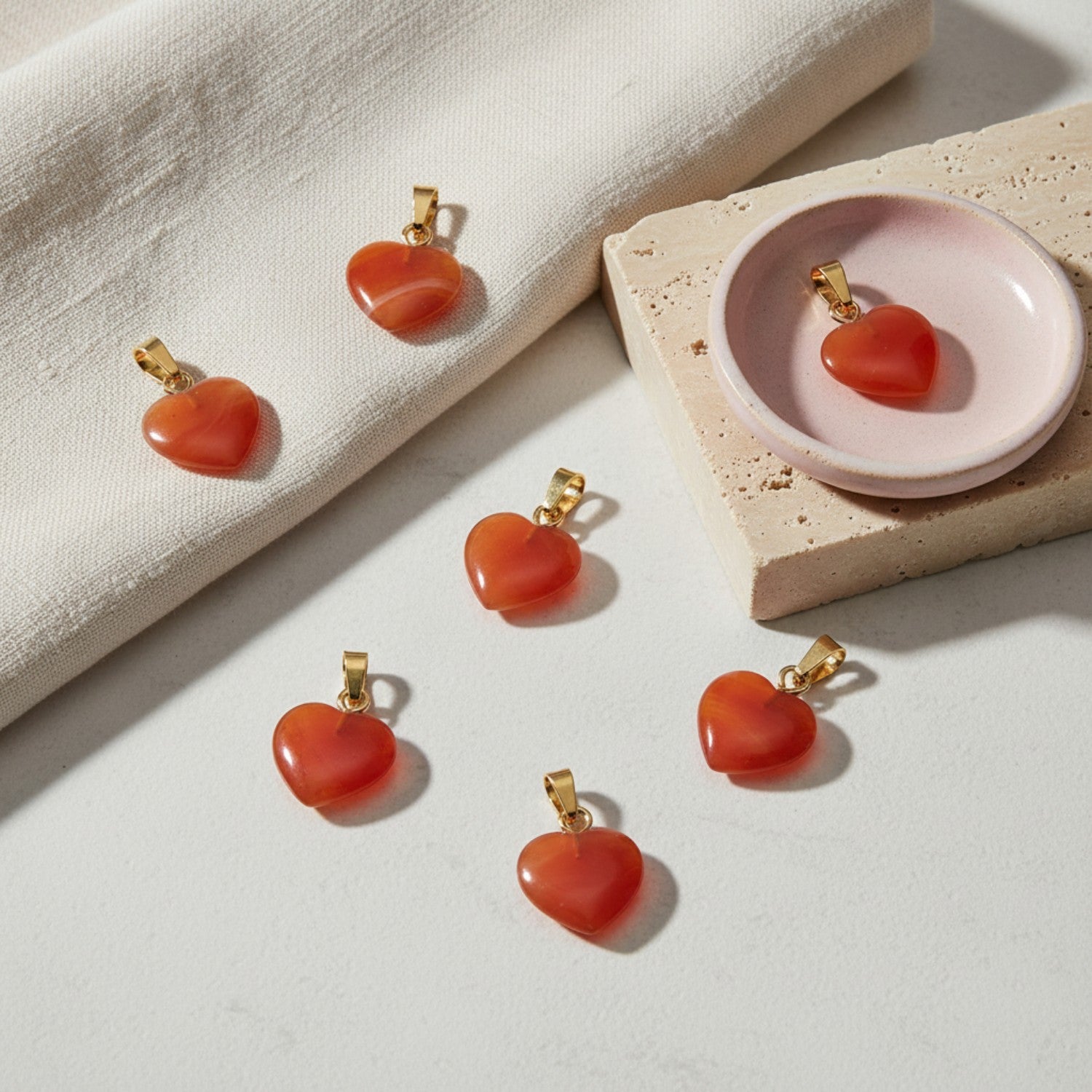 Amber Heart Pendant Necklace