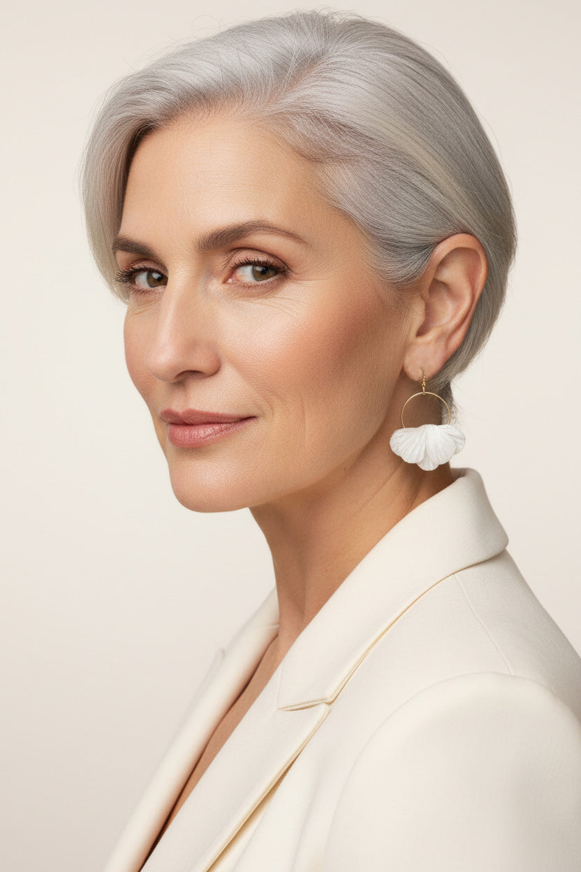 Elegant lightweight statement earrings for mature women, timeless wedding jewellery designed for comfort and sophistication