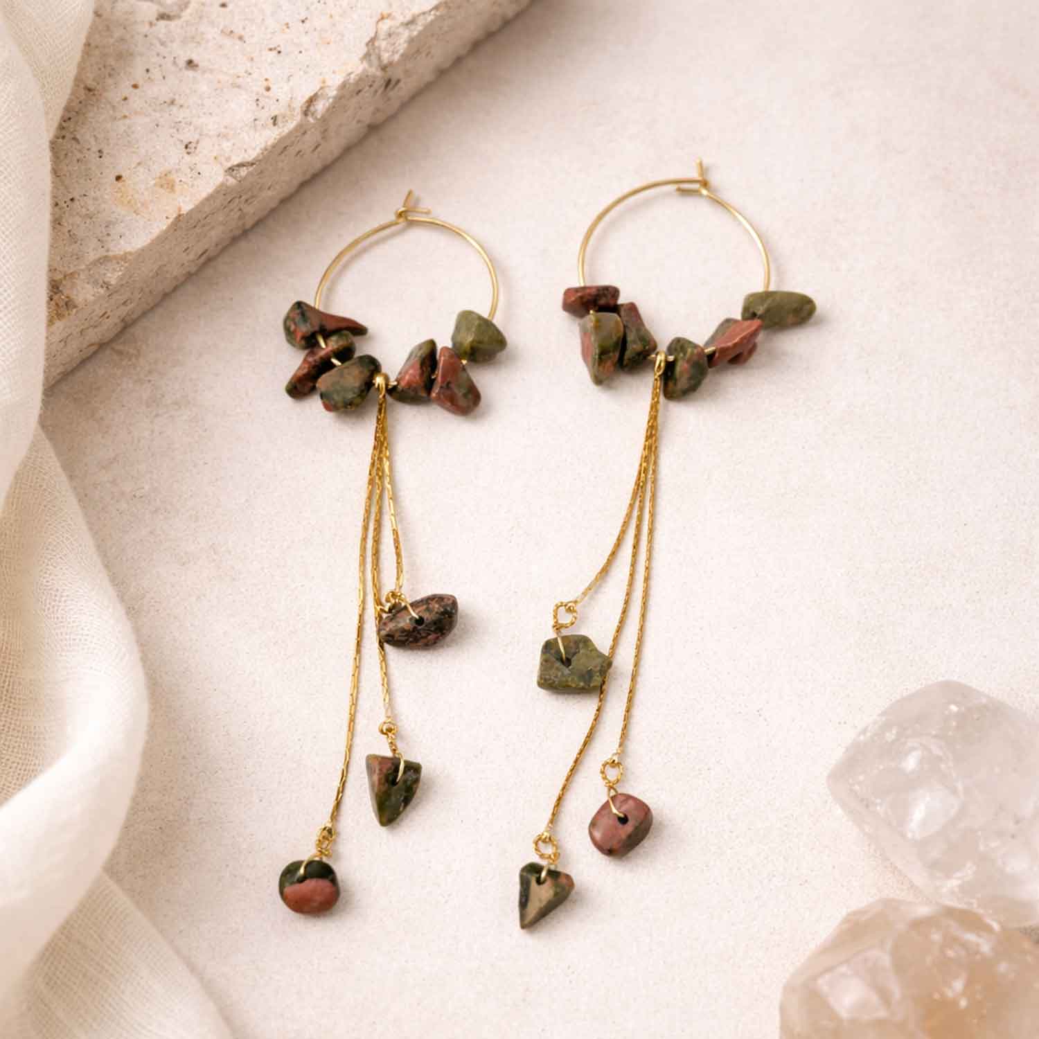 Unakite Hoop Earrings