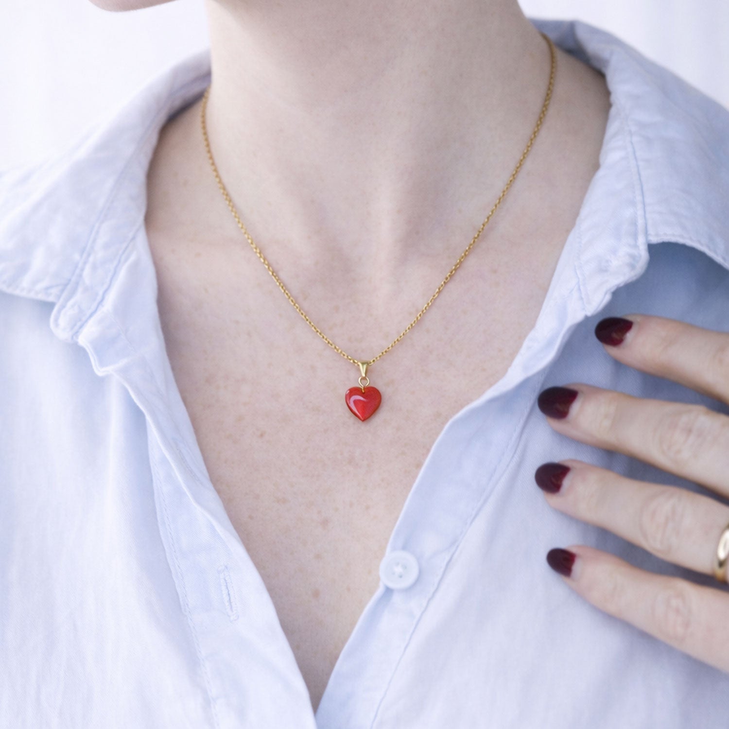 Amber Heart Pendant Necklace