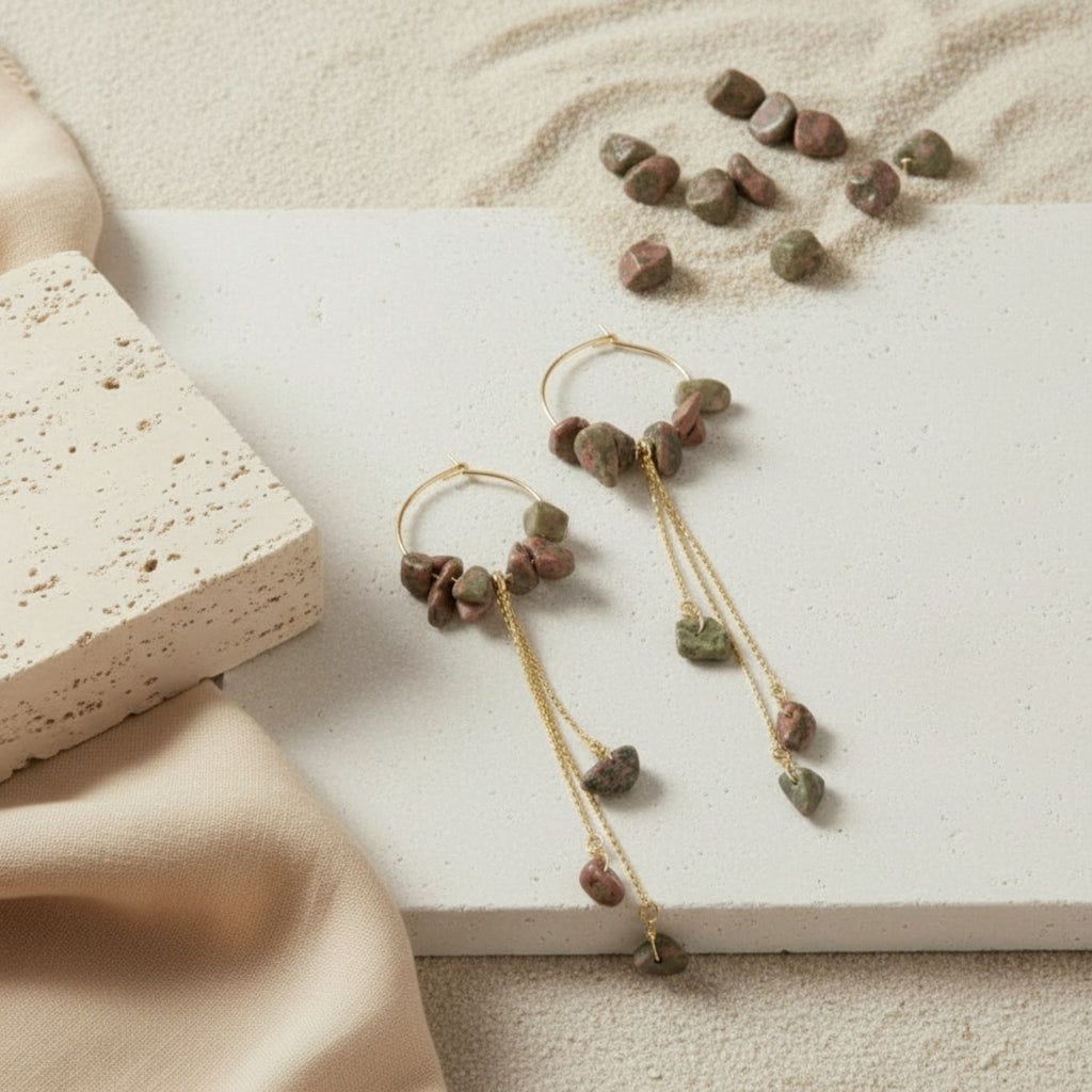 Unakite Hoop Earrings